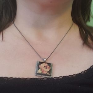 Pewter pansy necklace